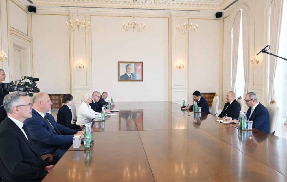 President Ilham Aliyev received delegation led by Speaker of Latvian Saeima