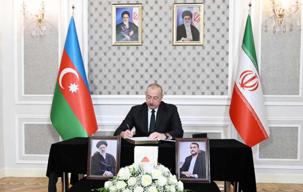 President Ilham Aliyev visited Embassy of Iran in Azerbaijan, offered his condolences over the death of the Iranian President and other individuals in helicopter crash