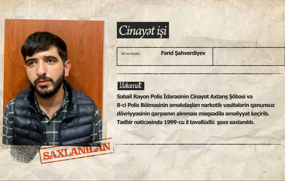 Səabil rayonunda saxlanılan narkokuryerdən 7 kiloqram marixuana aşkar olunub