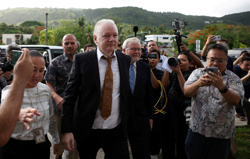 The moment Julian Assange left Saipan court a free man
