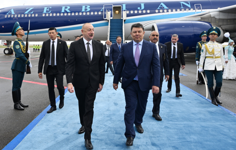 Prezident İlham Əliyev Qazaxıstanın Astana şəhərinə səfərə gəlib
