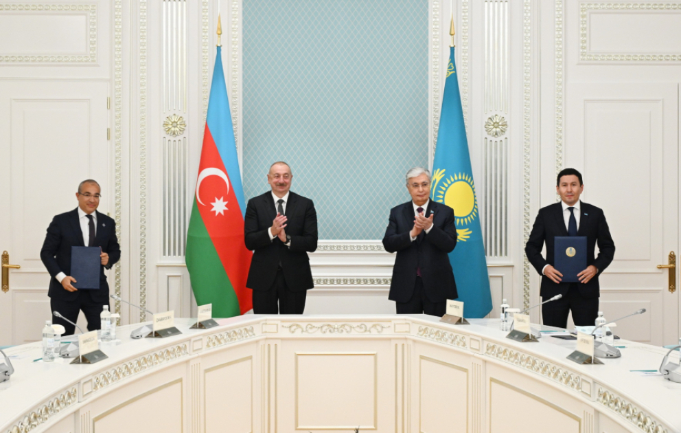 Astanada Azərbaycan ilə Qazaxıstan arasında imzalanmış Səhmdarlar Müqaviləsinin mübadiləsi mərasimi olub