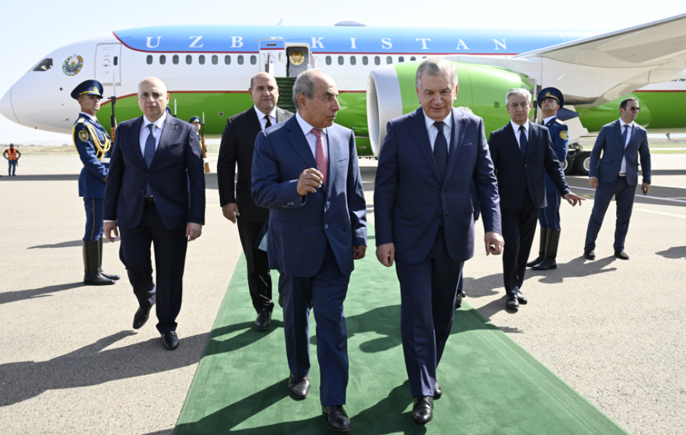 President of Uzbekistan Shavkat Mirziyoyev arrives in Azerbaijan