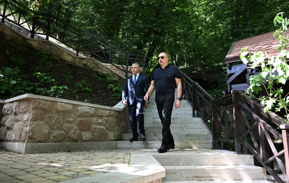 Prezident İlham Əliyev Şuşada “İsa bulağı” istirahət kompleksinin açılışında iştirak edib