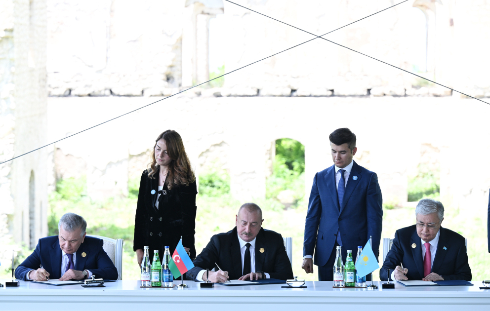 A ceremony of signing Karabakh Declaration of Informal Summit of Organization of Turkic States was held in Shusha