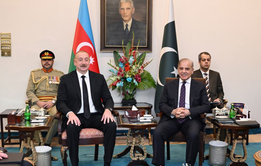 President of Azerbaijan Ilham Aliyev held meeting with Prime Minister of Pakistan Muhammad Shehbaz Sharif in limited format in Islamabad