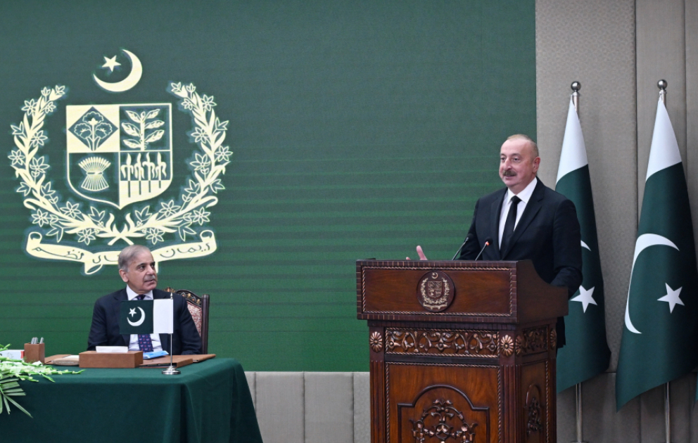 President Ilham Aliyev and Prime Minister Muhammad Shehbaz Sharif made press statements