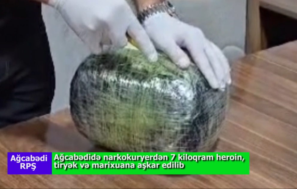 Ağcabədidə narkokuryerdən 7 kiloqram heroin, tiryək və marixuana aşkar edilib