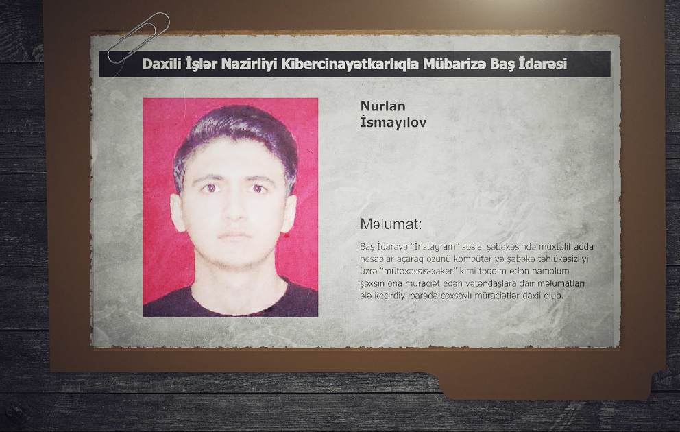 Sosial şəbəkələrdə vətəndaşların şəxsi məlumatlarını əldə edərək onları hədələyən xakeri saxlanılıb