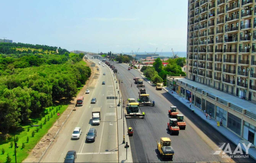8 Noyabr prospektində əsaslı təmir işləri sürətlə davam etdirilir