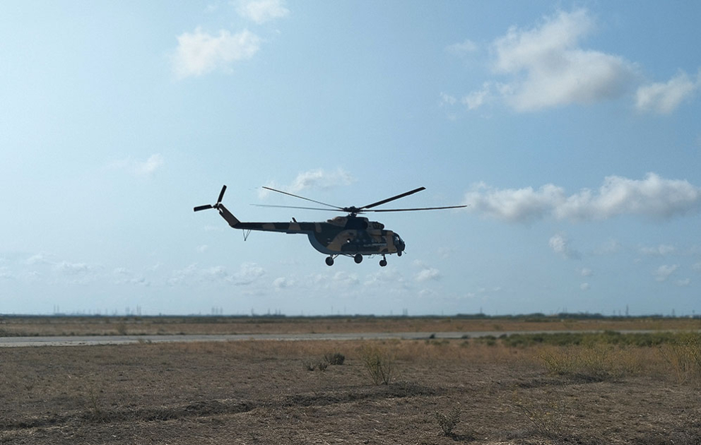 Helicopter units of the Azerbaijan Air Force hold training flights