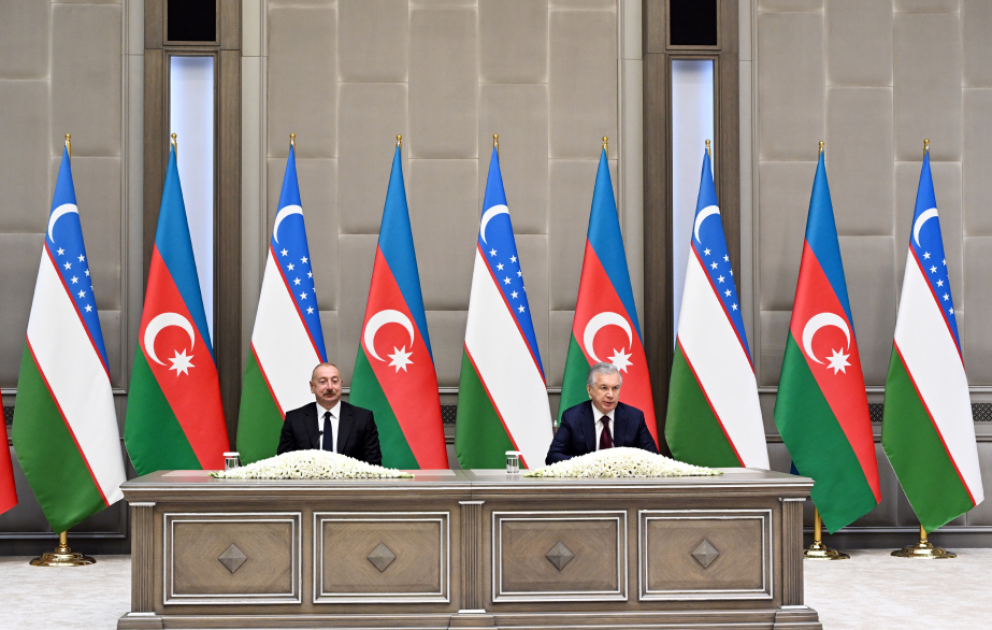 Presidents of Azerbaijan and Uzbekistan made press statements