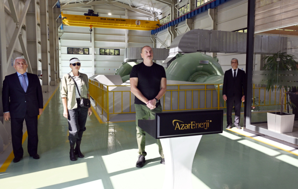 President Ilham Aliyev and First Lady Mehriban Aliyeva attended inauguration of “Yukhari Vang" Hydroelectric Power Plant on Tartar River in Kalbajar