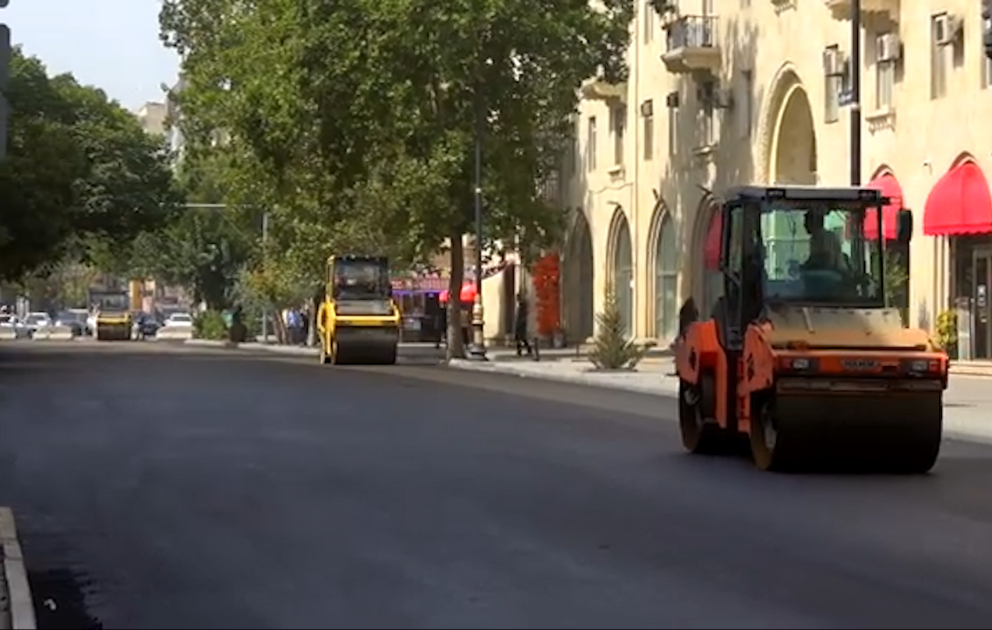 Səbail rayonu, Nizami küçəsində təmir işləri aparılır