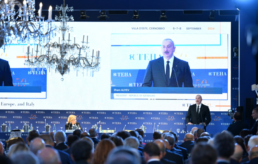 Prezident İlham Əliyev Beynəlxalq Çernobbio Forumunda “Yeni geosiyasi şəraitdə Azərbaycanın rolu” adlı sessiyada çıxış edib