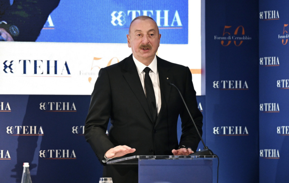 Президент Ильхам Алиев выступил на сессии «Роль Азербайджана в новых геополитических условиях» на Международном форуме Черноббио