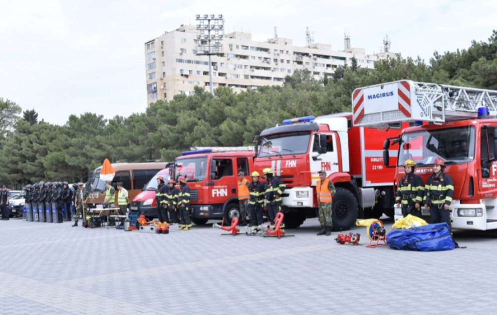 FHN-in Sumqayıt Regional Mərkəzi nümunəvi mülki müdafiə məşqi təşkil edib