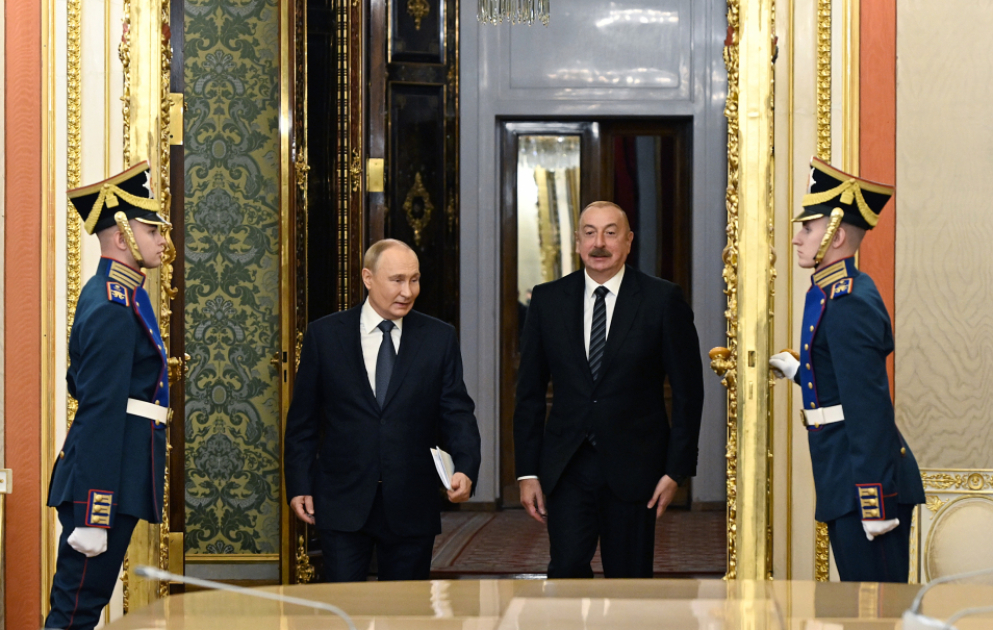 Moskvada Prezident İlham Əliyevin Rusiya Prezidenti Vladimir Putinlə görüşü olub