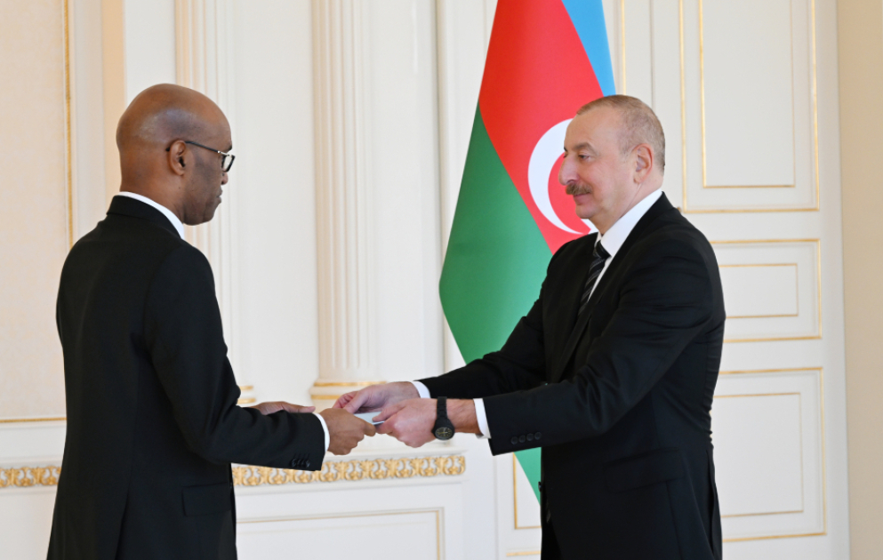 Präsident Ilham Aliyev nimmt Beglaubigungsschreiben des neuen somalischen Botschafters in Aserbaidschan entgegen - AZERTAC Video - Aserbaidschanische Staatliche Nachrichtenagentur