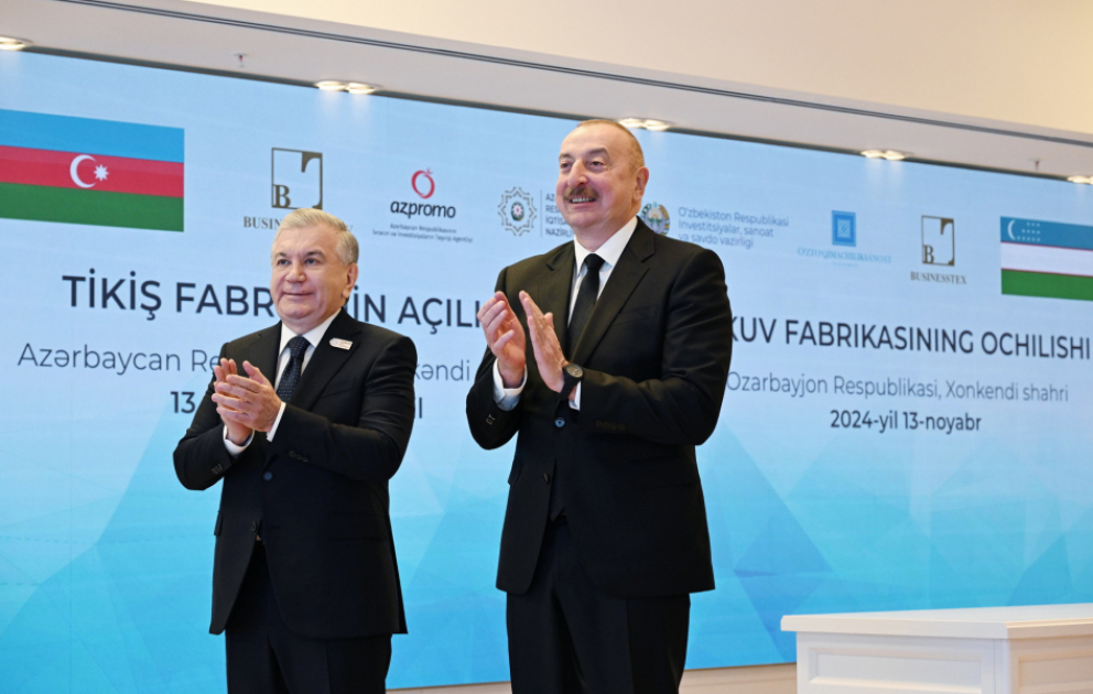 Azərbaycan Prezidenti İlham Əliyev Özbəkistan Prezidenti Şavkat Mirziyoyev ilə görüşüb 
Görüşdə Xankəndidə tikiş fabrikinin videobağlantı vasitəsilə açılışı olub