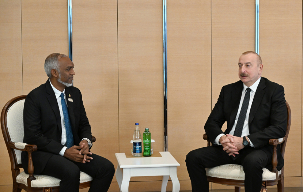 Azərbaycan Prezidenti İlham Əliyev Maldiv Prezidenti ilə görüşüb