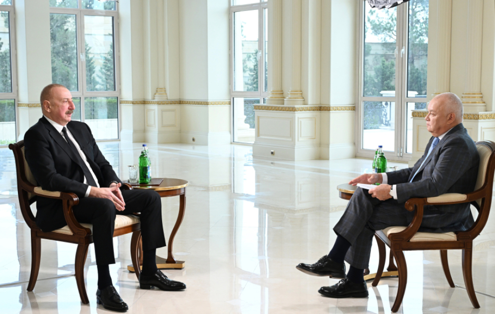 Prezident İlham Əliyev “Rossiya Seqodnya” Beynəlxalq İnformasiya Agentliyinin Baş direktoru Dmitri Kiselyova müsahibə verib