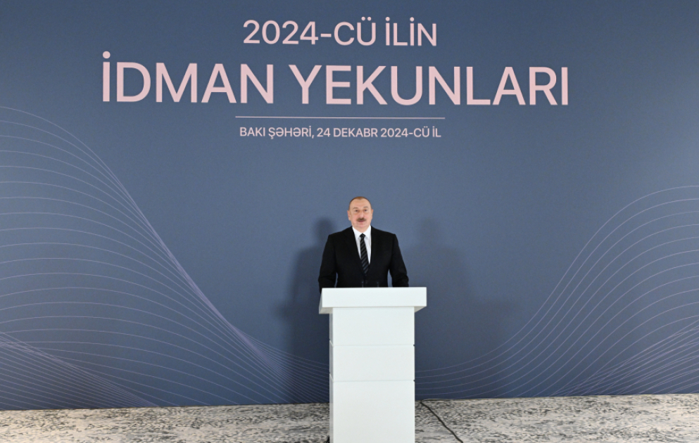 Prezident İlham Əliyev 2024-cü ilin idman yekunlarına həsr olunan mərasimdə iştirak edib