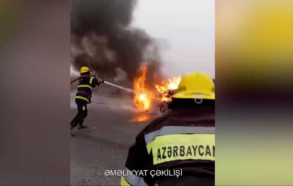 FHN: Kürdəmirdə minik avtomobilindəki yanğın söndürülüb
