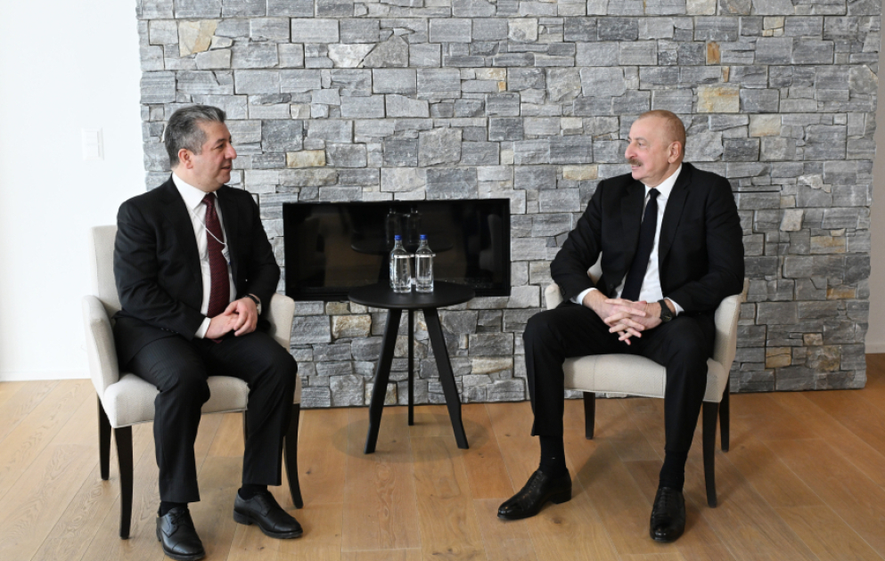 Prezident İlham Əliyev Davosda İraq Kürdüstan Regionunun Baş naziri ilə görüşüb