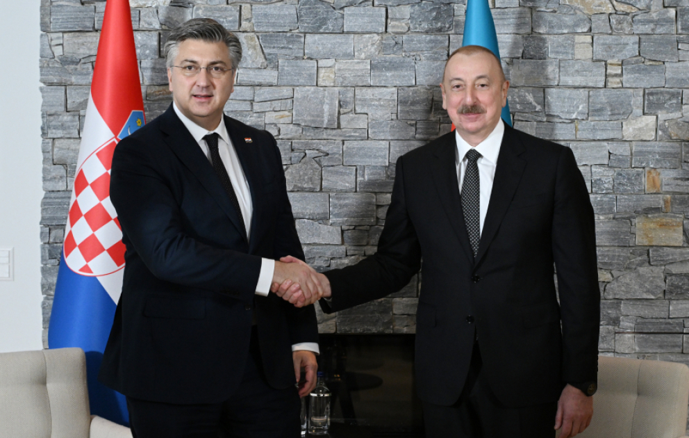 Prezident İlham Əliyev Davosda Xorvatiyanın Baş naziri ilə görüşüb