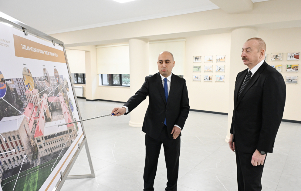 President Ilham Aliyev reviewed conditions at “Vatan” Sports Lyceum after reconstruction