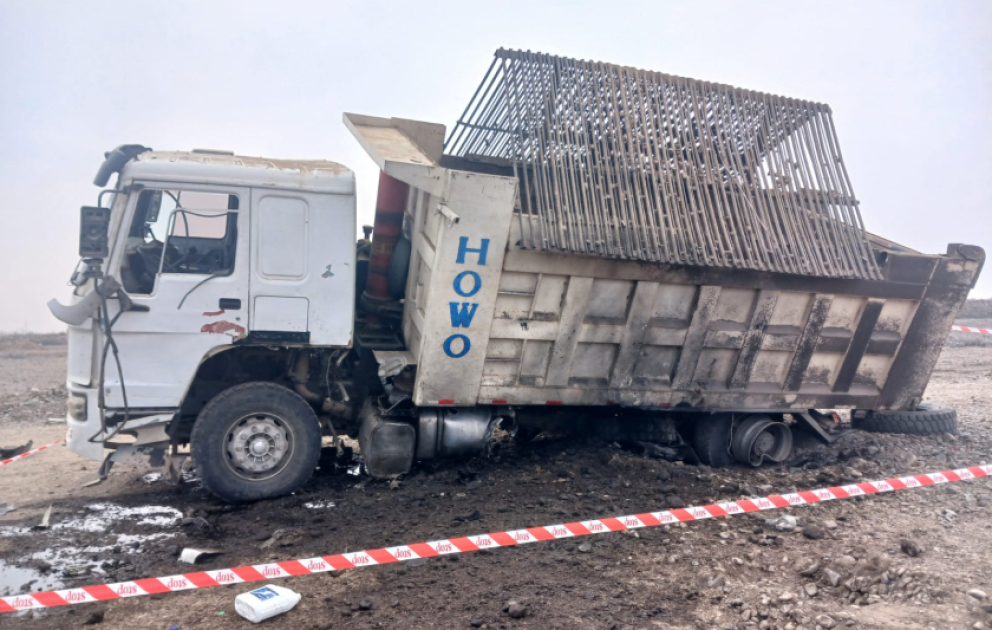 Грузовик подорвался на мине в Агдаме