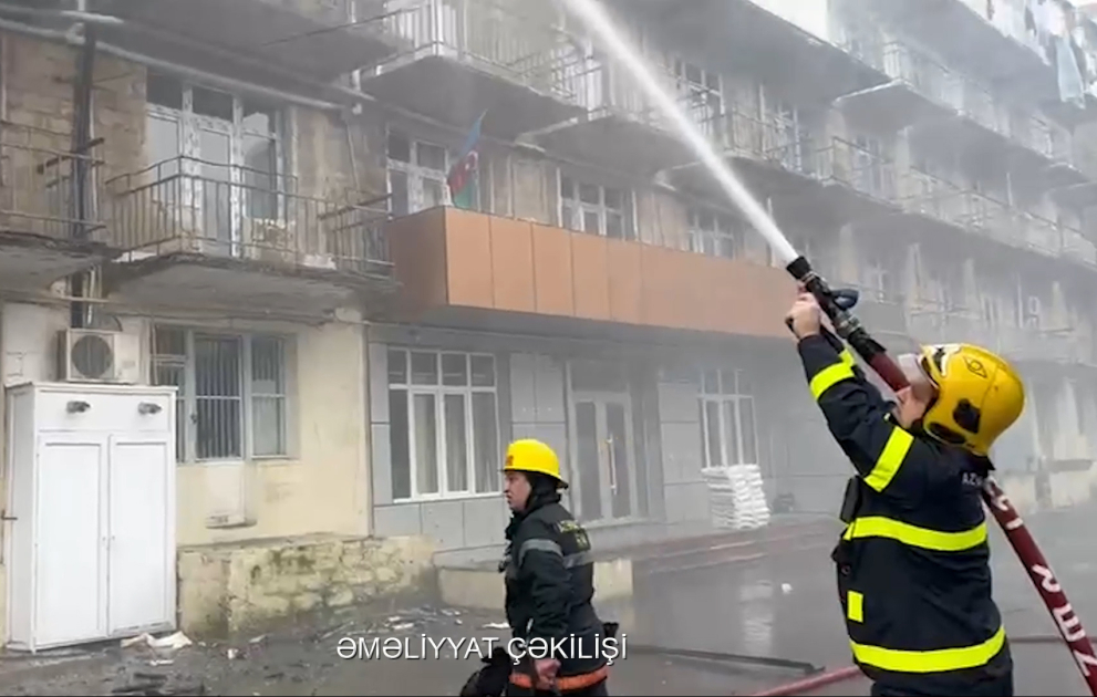 Nərimanov rayonunda beşmərtəbəli binada baş vermiş yanğın qısa müddətdə söndürülüb