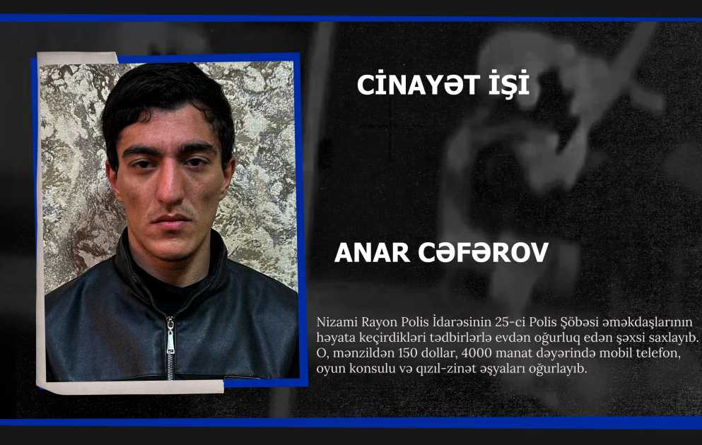 Polis Nizami rayonunda evdən oğurluq edən şəxsi saxlayıb