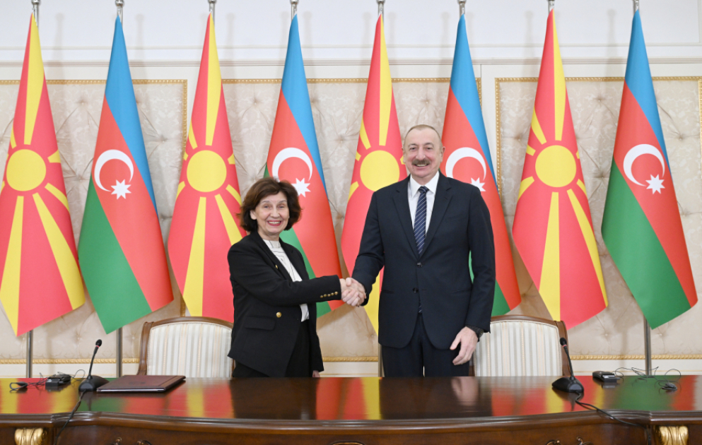Presidents of Azerbaijan and North Macedonia made press statements