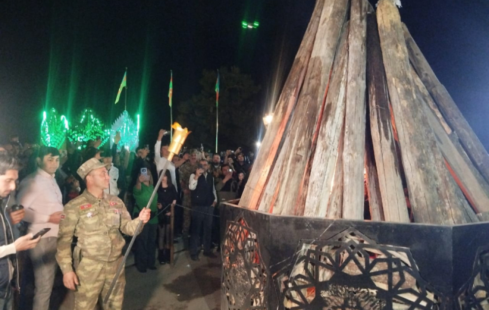 Xankəndidə Novruz tonqalı alovlandırılıb