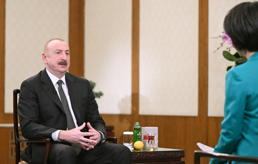 President Ilham Aliyev was interviewed by China's CGTN television channel in Beijing