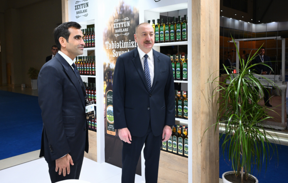 Präsident Ilham Aliyev besucht Fachmessen für Landwirtschaft und Lebensmittelindustrie „InterFood Azerbaijan“ und “Caspian Agro“