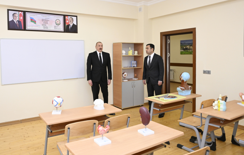 Le président Ilham Aliyev participe à l'inauguration du bâtiment du lycée « Talistan » dans la ville d'Ismayilli