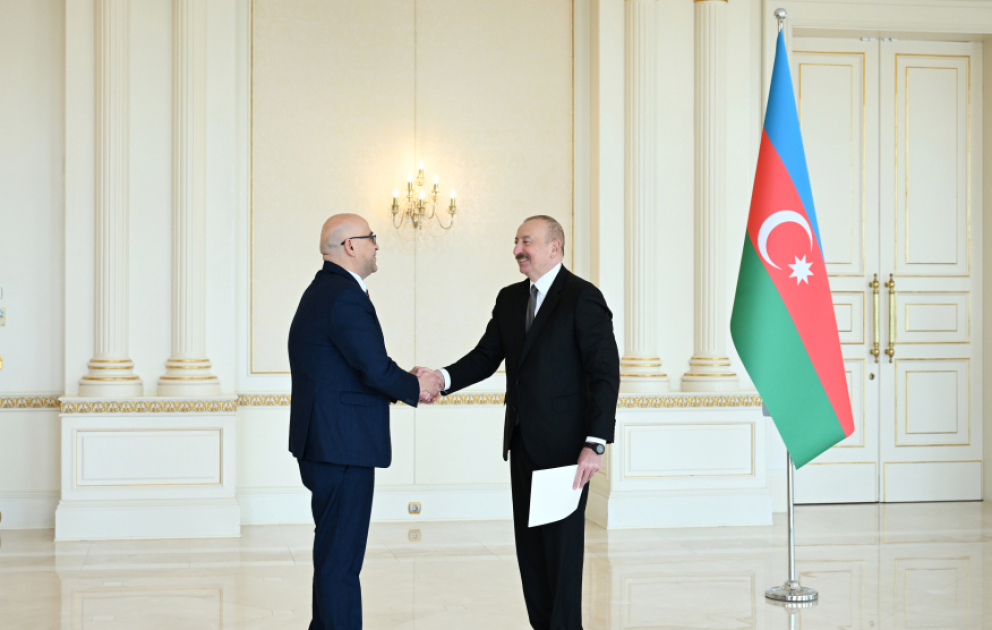 President of Azerbaijan Ilham Aliyev received credentials of incoming ambassador of Palestine