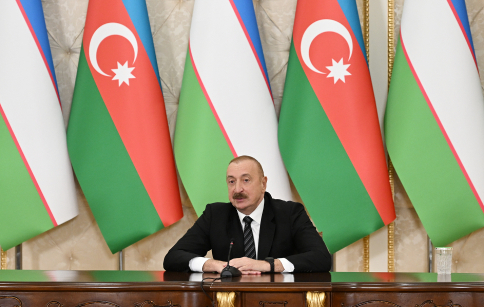 Azərbaycan Prezidenti İlham Əliyev və Özbəkistan Prezidenti Şavkat Mirziyoyev mətbuata bəyanatlarla çıxış ediblər
