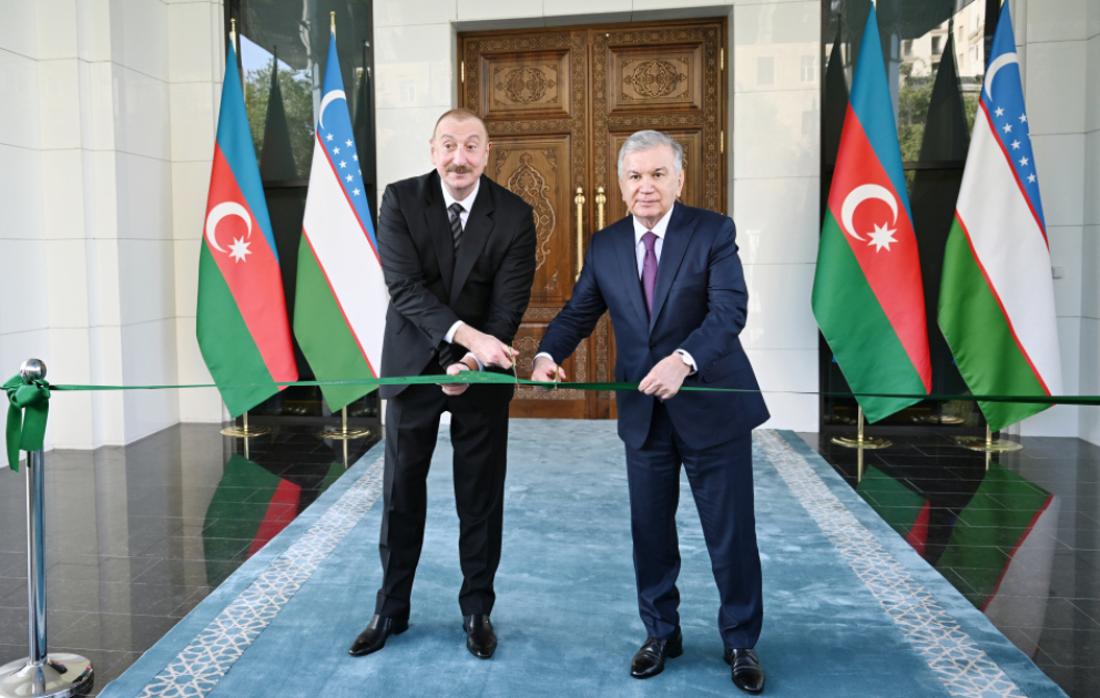 Presidents Ilham Aliyev and Shavkat Mirziyoyev attended inauguration of Uzbekistan’s new embassy building in Azerbaijan