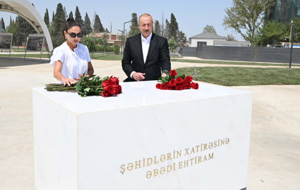 President Ilham Aliyev and First Lady Mehriban Aliyeva reviewed construction work at Ganja Memorial Complex