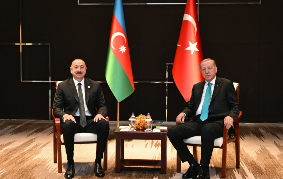 Tiencində Azərbaycan Prezidenti İlham Əliyevin Türkiyə Prezidenti Rəcəb Tayyib Ərdoğanla görüşü olub