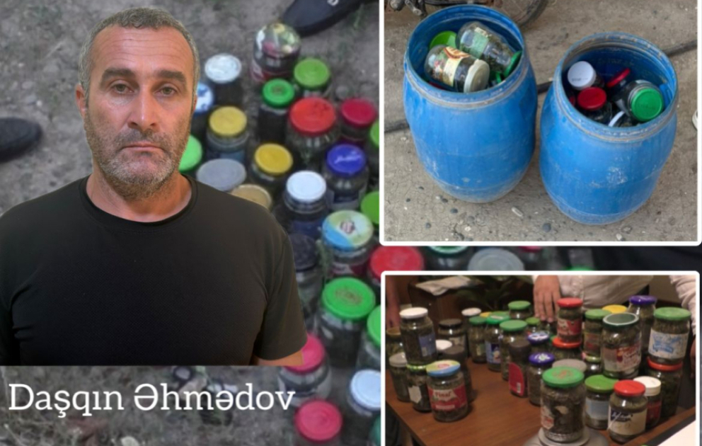 Şirvanda 3 kiloqram marixuananı şüşə qablarda gizlədən şəxs saxlanılıb