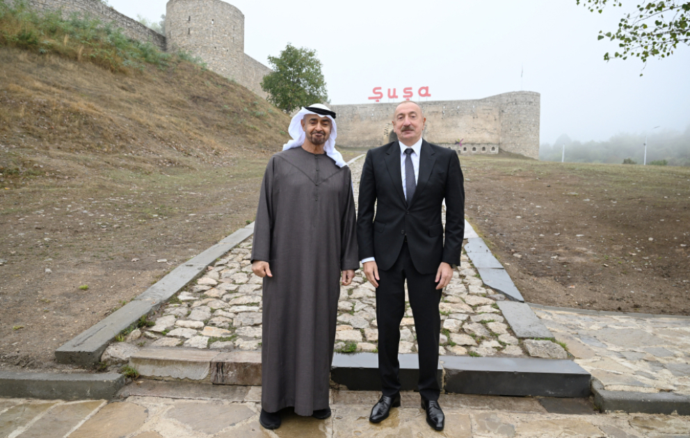 Presidents of Azerbaijan and the United Arab Emirates photographed in front of Shusha Fortress