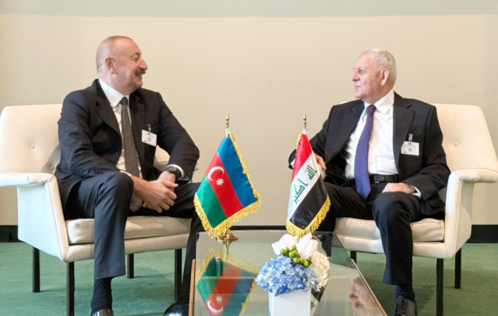 Aserbaidschans Präsident Ilham Aliyev trifft irakischen Staatspräsidenten im UN-Hauptquartier in New York