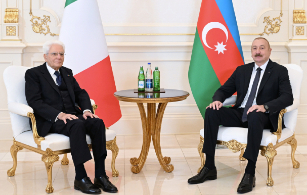 Azərbaycan Prezidenti İlham Əliyevin İtaliya Prezidenti Sercio Mattarella ilə təkbətək görüşü keçirilib