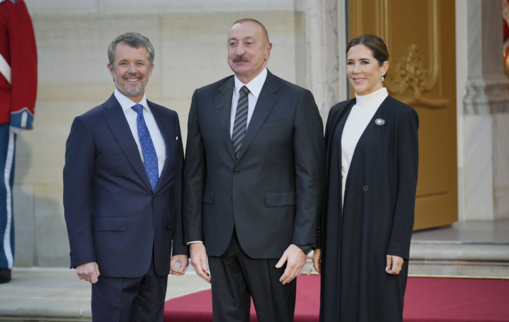 Aserbaidschans Präsident Ilham Aliyev nimmt an Bankett in Kopenhagen teil