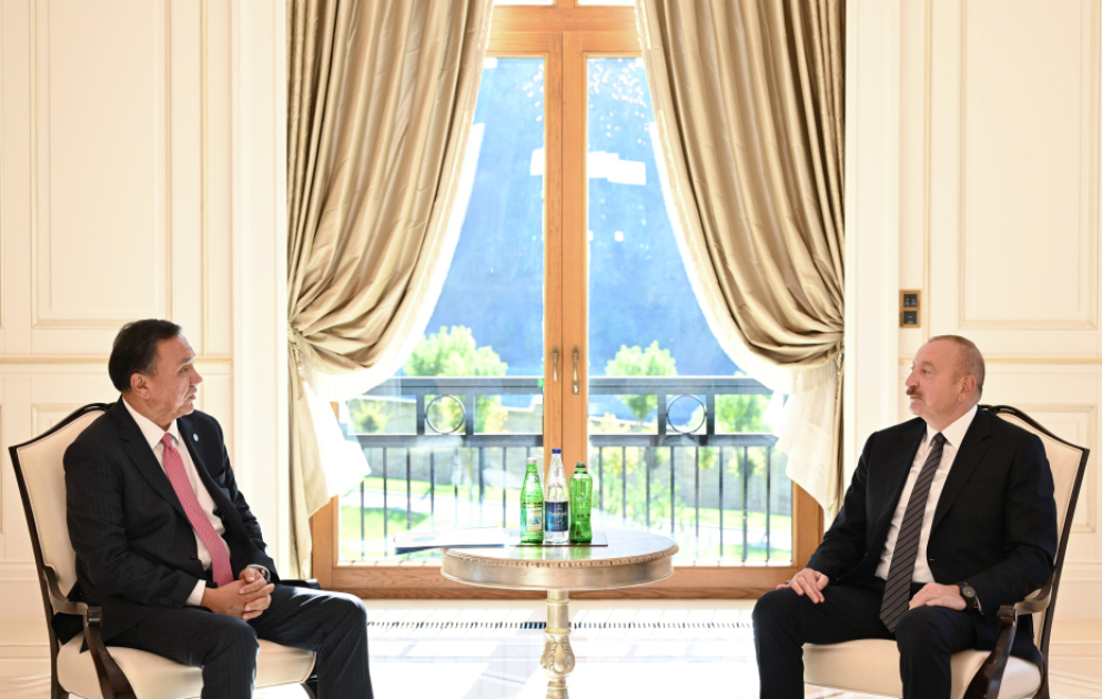 Le président Ilham Aliyev reçoit le secrétaire général de l'Organisation des États turciques à Guébélé